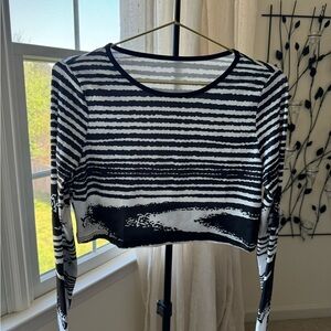 Black and White Striped cropped Women's Top